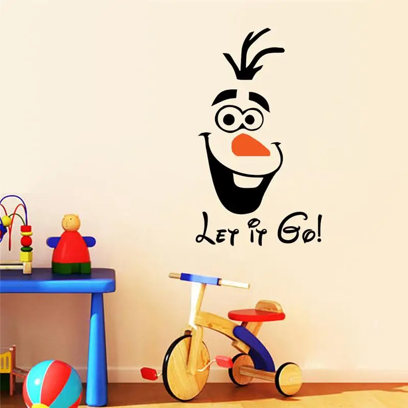 Disney Snowman Olaf let it go Funny Novelty Sticker for kids room Christmas Day Wall Stikcers Home Decoration Accessories