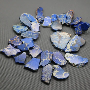 

Natural BBLU Imperial Sea Sediment Stone Slice AAA Quality Top Drilled Slab Beads Accessories Jewelry for Fashion Ladies