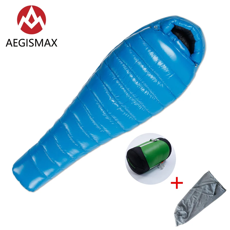 

AEGISMAX G2 Outdoor White Goose Down Mummy Camping Sleeping Bag Cold Winter Ultralight Baffle Design Camping Splicing FP800