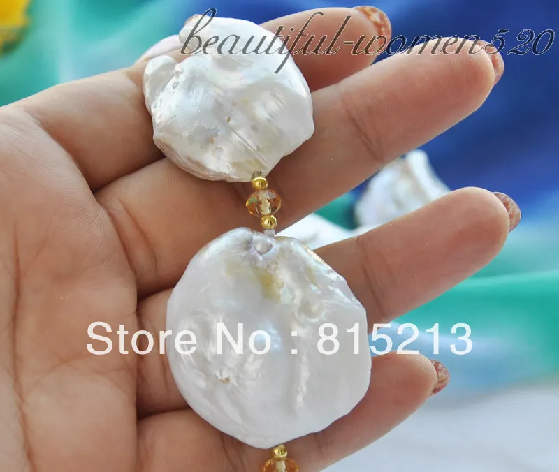 

ddh001483 Big 35mm white baroque keshi reborn pearl necklace