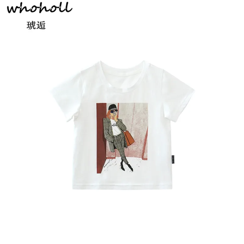 

WHOHOLL Family Look Mother and Daughter T-shirts Son Short Sleeve Picture Printing Female T-shirt Baby Girl Top for Boy Kid