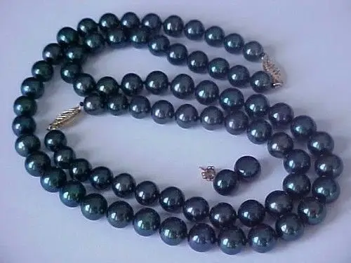 

A0503 charm Jew.655 10-11MM TAHITIAN NATURAL BLACK PEARL NECKLACE BRACELET EARRING SET 14KGP (0430)