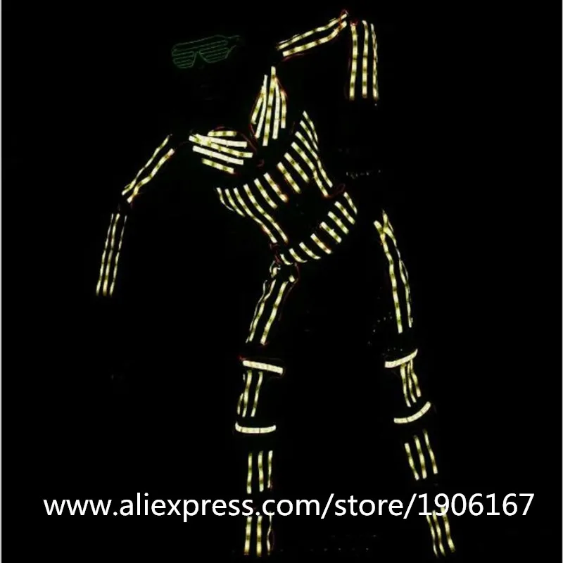 Special Offers RGB LED Luminous Dance Suits Light Up Ballroom Costumes EL Wire Flashing Clothing Party Stage Wear Event Party Supplies