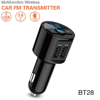 

by DHL or Fedex 100pcs Car Kit FM Transmitter3.6A Quick USB Charger Bluetooth Audio Music Mp3 Player Phone Wireless bt28