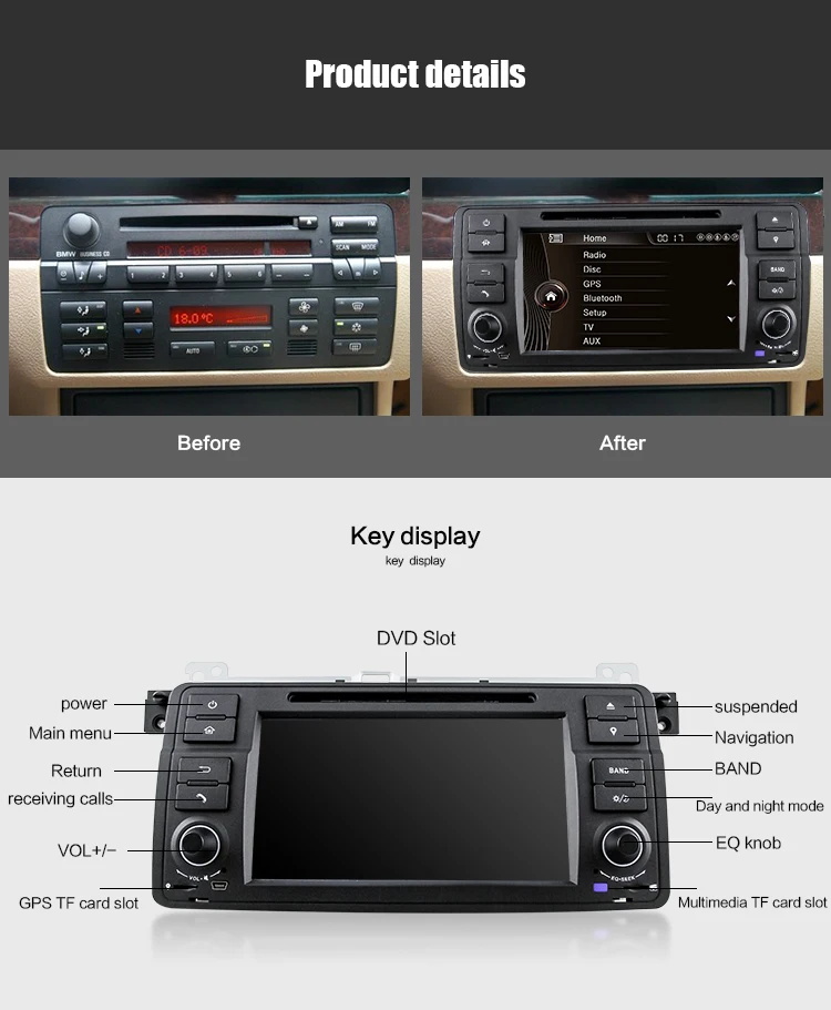 Автомагнитола Eunavi с bluetooth 7 дюймов 1 din DVD плеер для BMW E46 M3 3Series MG Rover GPS навигация|car dvd