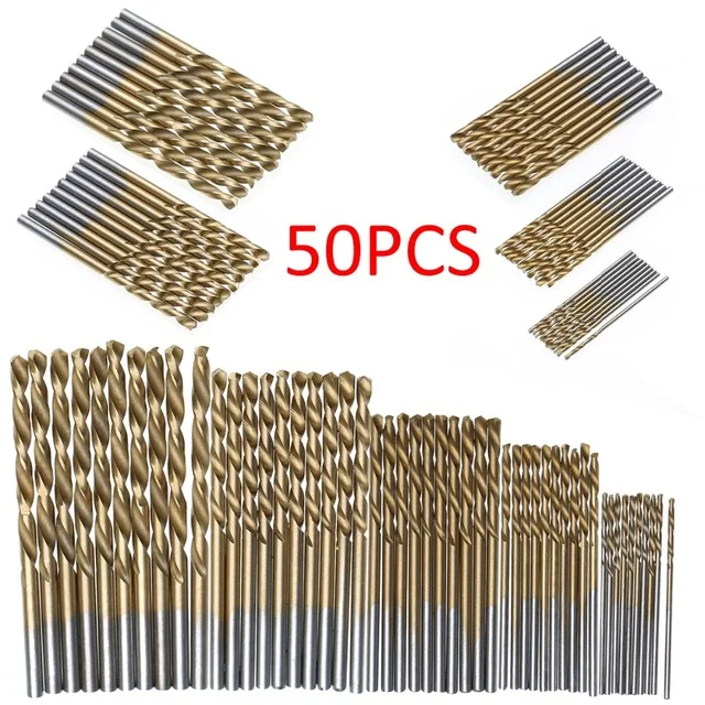 

50Pcs 1 1.5 2 2.5 3mm HSS Titanium Coated Drill Bits High Speed Steel Drill Bit Set High Quality Power Drilling Tools for Wood