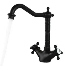 Масло втирают Бронзовый двойной крест ручки Поворотный Кухня Ванная комната раковина бассейна кран смесителя asf095