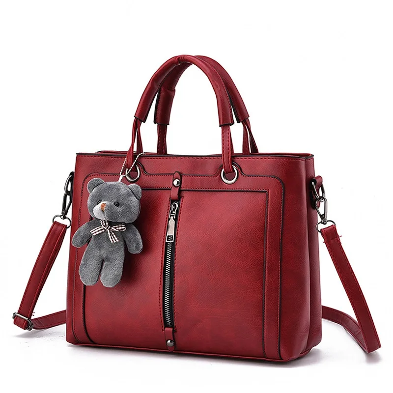 Luxury Women Leather Handbag Red Vintage Bag Designer Handbags High Quality Famous Brand Tote ...