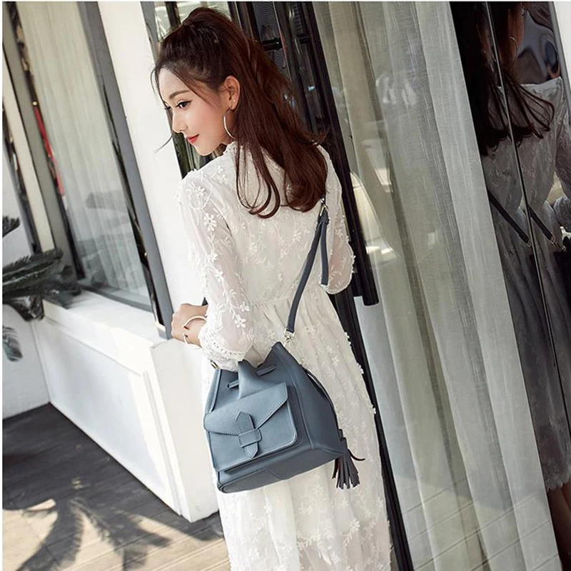 Korean Style Fashion Bucket Shoulder Bag Leisure Travel Drawstring
