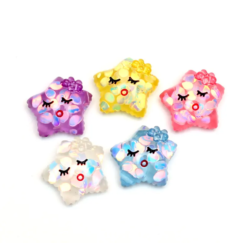 

20Pcs Mixed Star Smile Resin Decoration Crafts Flatback Cabochon Embellishments For Scrapbooking Beads Diy Accessories