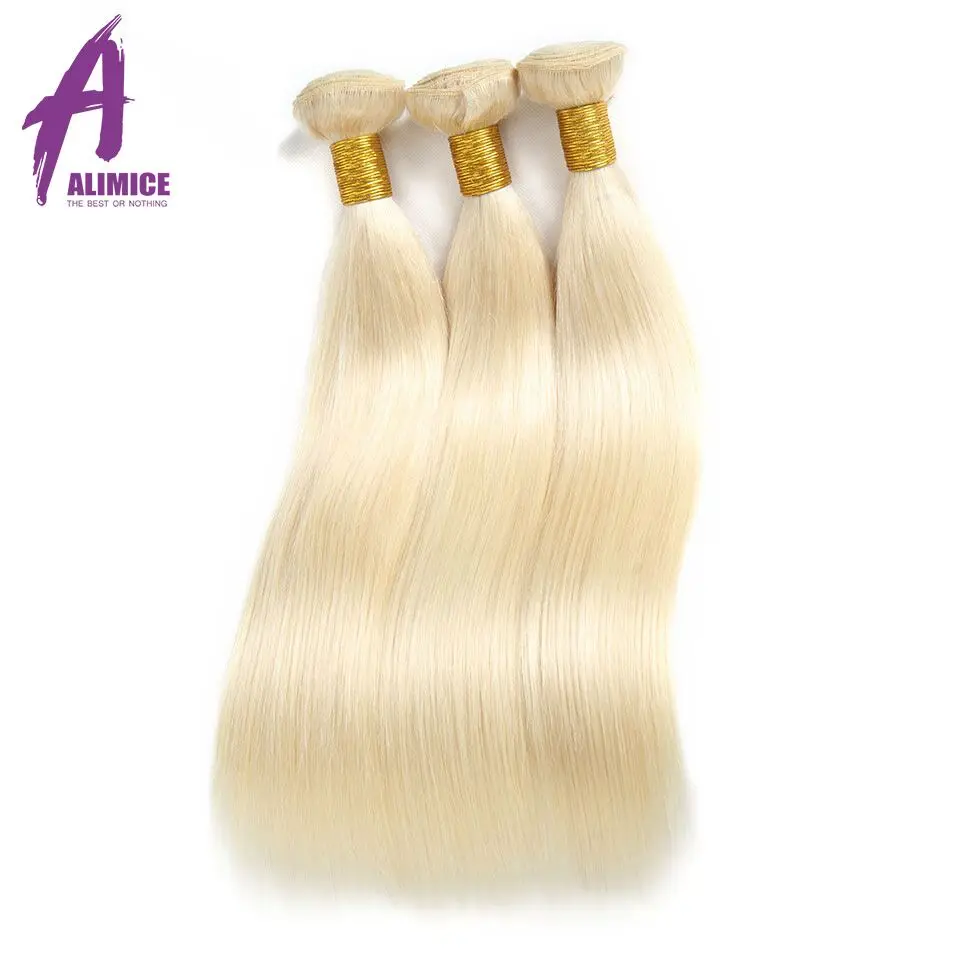 Alimice Hair 613 Blonde Human Straight Hair Bundles 3 PCS Honey Blonde Bundles Peruvian Remy Hair Weave 100% Human Hair Weave (20)