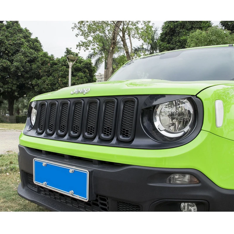 7pcs/Set Front Grill Grille Insert Cover Trim Frame For Jeep Renegade 2015-2018