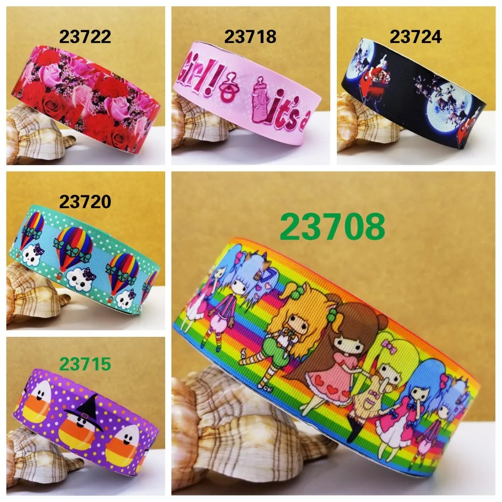 

Cartoon printed grosgrain ribbon ,satin ribbon 10 yards . 23708-
