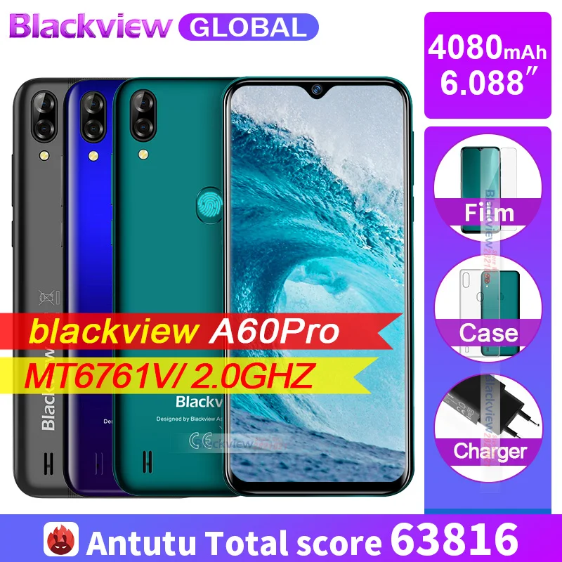 

Blackview A60 Pro Smartphone MTK6761 Quad Core 6.088’' Waterdrop Screen 3GB RAM 16GB ROM Android 9.0 4G Mobile phone A60PRO