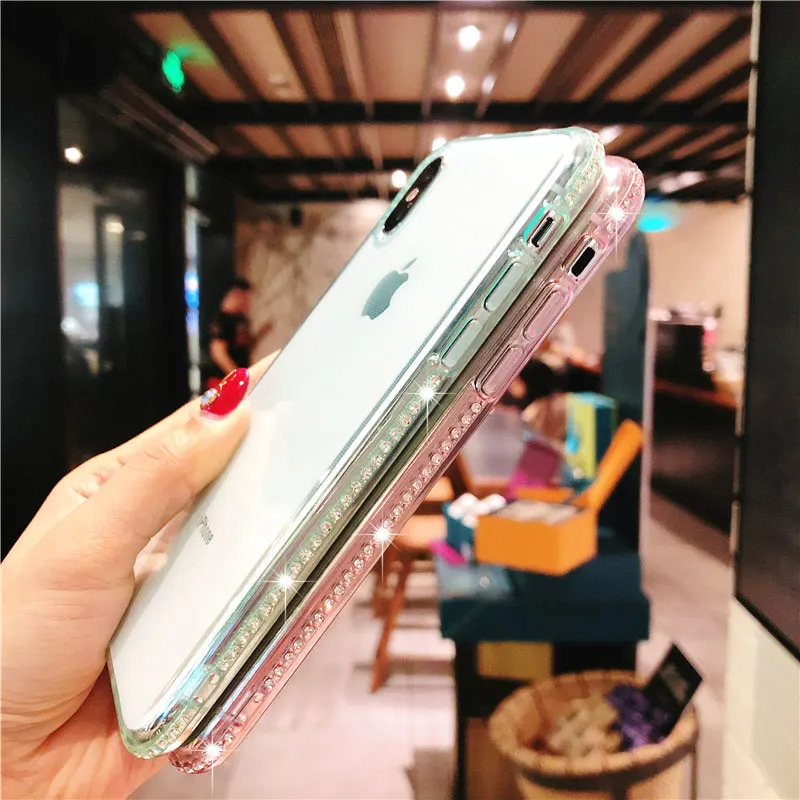 Женские блестящие чехлы из ТПУ для iphone X SE 5 5S 6 6s 7 8 Plus XR XS MAX блестящий силиконовый