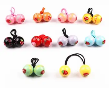 

20pcs/lot New Arrive Baby Elastic strawberry Ball Hair Rope Hair Tie Band Infant Hair Accessories Headwear