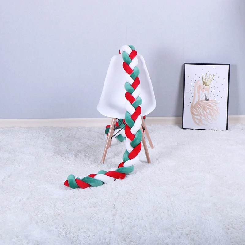 Long knotted braid pillow new nordic style woven long knot ball baby bed bumper newborns crib room decorative pillows kids stuff