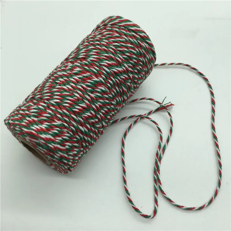 100 метров 2 мм двойной цвет хлопковый шпагат Бейкера веревка для DIY ручной работы веревка аксессуары витые шнуры для упаковки декоративные