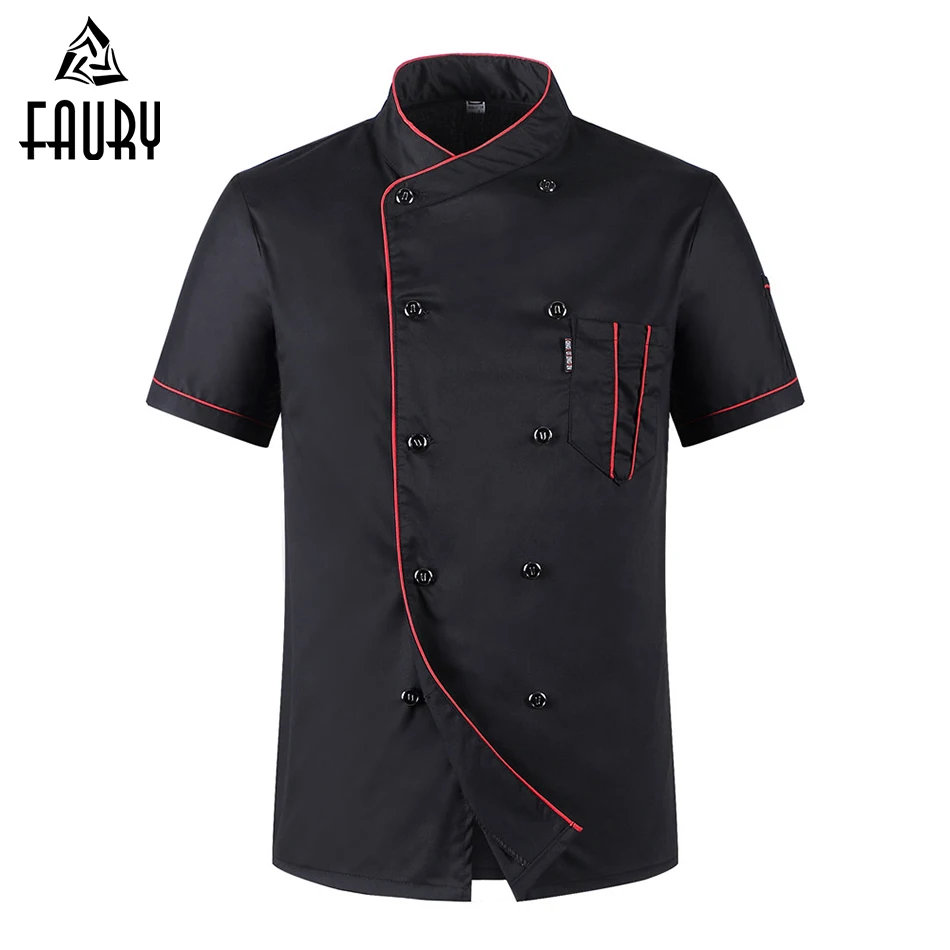 

Wholesale Women Men's Short-sleeved Double Breasted Breathable Kitchen Workwear Chef Jackets Catering Restaurant Bakery Uniforms