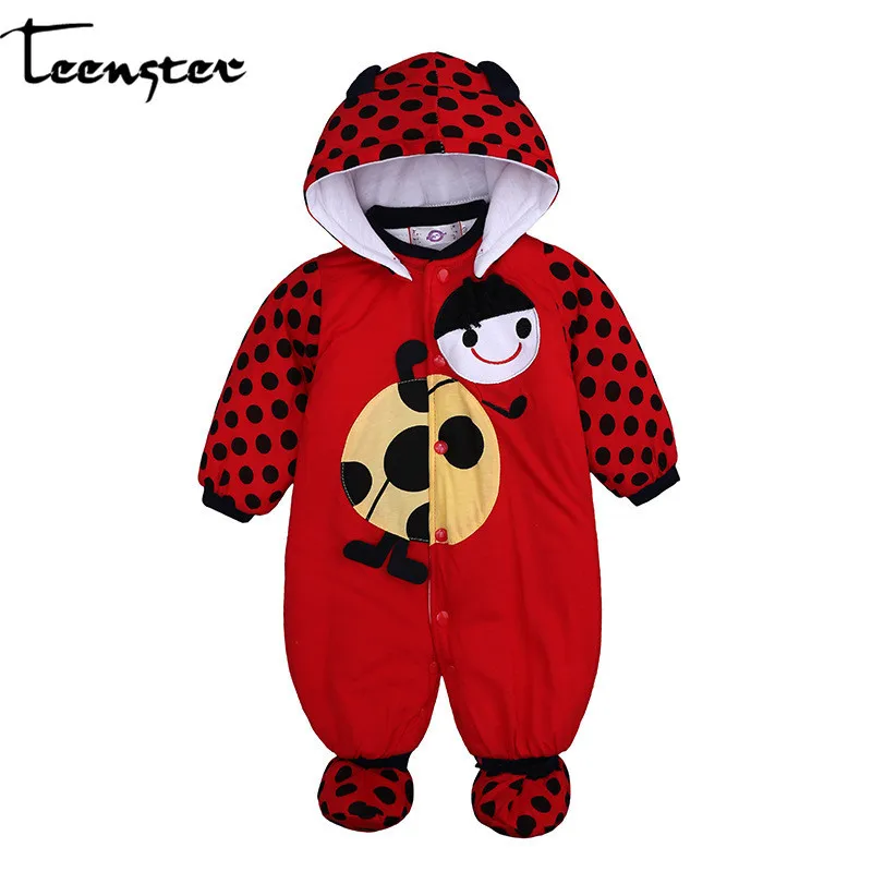 

Teenster Baby Girl Boy Clothes New Born Autumn Winter Long Sleeve Cotton Footies Clothes Cartoon Cow Beetle Embroidery