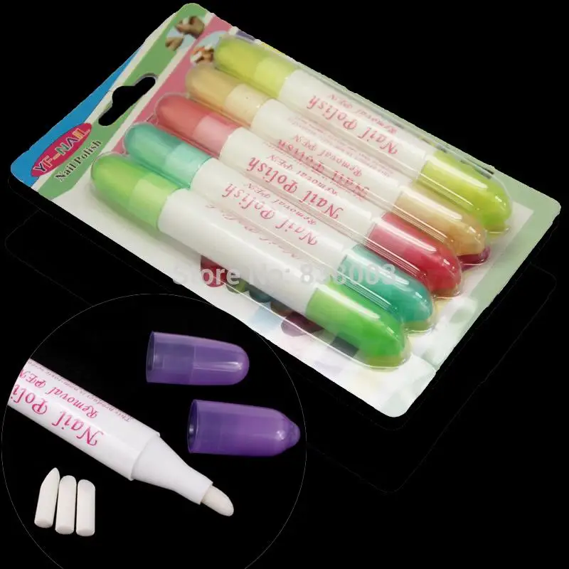 5pc/set Nail Art Corrector Pen Remove Mistakes + 15 Tips Newest Nail Polish Corrector Pen