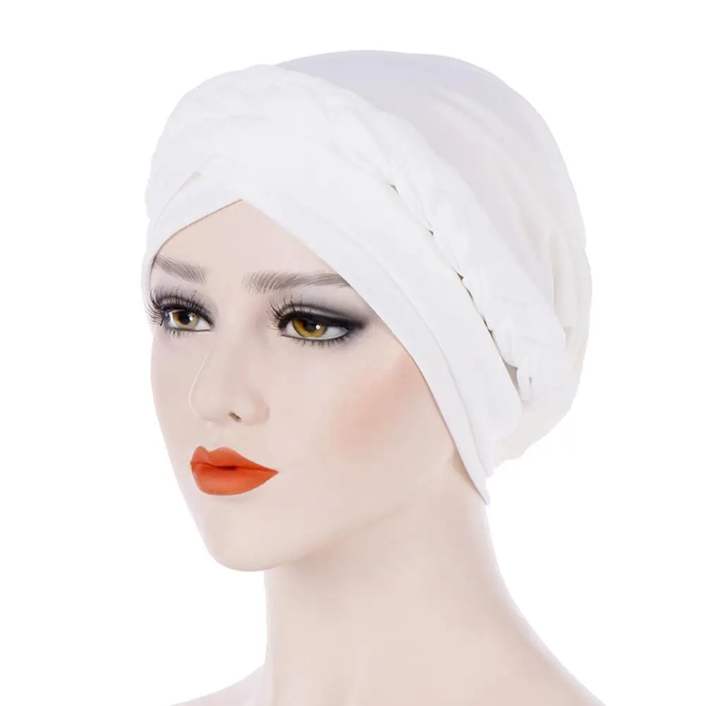 9 цветов, новинка, Женская эластичная шапка-тюрбан, мусульманский хиджаб, исламский трикотаж, бисер, кепка chemo, Женский хиджаб, растягивающийся головной платок - Цвет: White