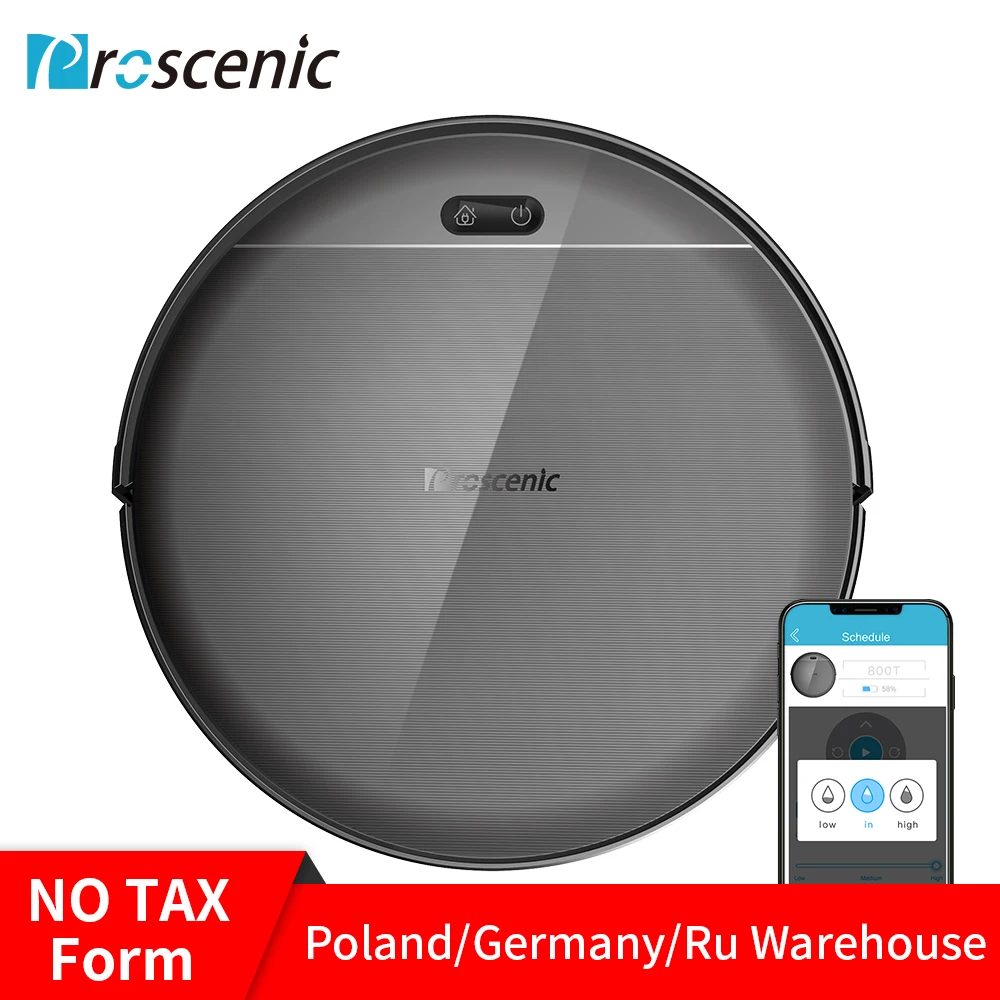 

Proscenic 800T Robotic Vacuum Cleaner Alexa App Control 1800Pa Strong Suction Big Water Tank, Sweep and Mop 2 in 1 Robot Vacuum