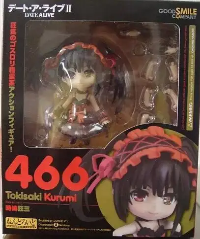 Новинка Nendoroid Аниме Фигурка Дата A Live Tokisaki Kurumi 466 Brinquedos ПВХ фигурка модель куклы детские игрушки " 10 см Y6047 - Цвет: with retail box