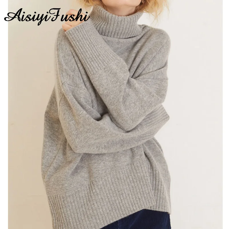 Winter Turtleneck Women Sweater 2018 Loose Knitted Pullovers Jumper Women Long Sleeve Oversized Sweater Female Pull Femme Hiver