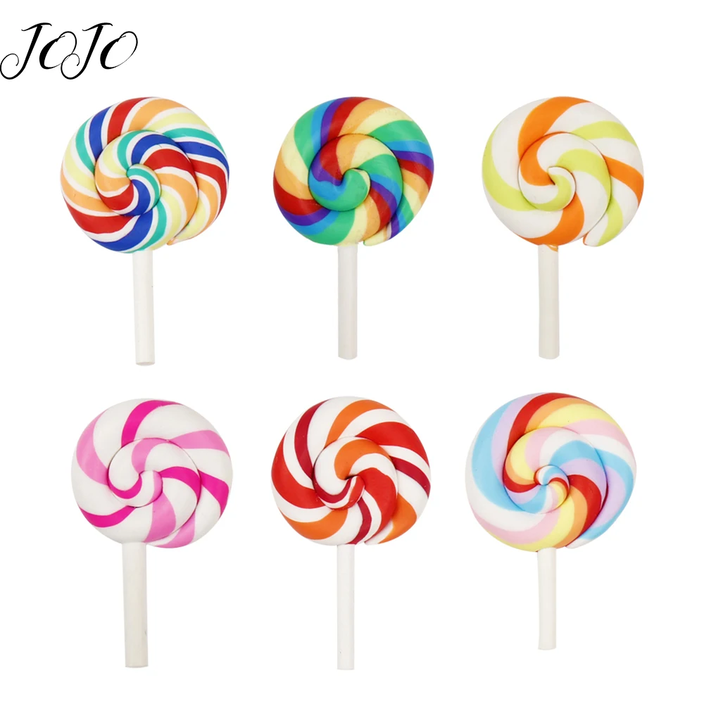 

JOJO BOWS 5pcs Clay Resin Patches Lollipop Candy Accessories For Needlework DIY Handmade Phone Case Craft Decoration Materials