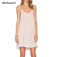 2017 beach pink slip dress mujeres impreso floral loose backless dress off hombro tendencia estilo mini vestidos vestidos de playa