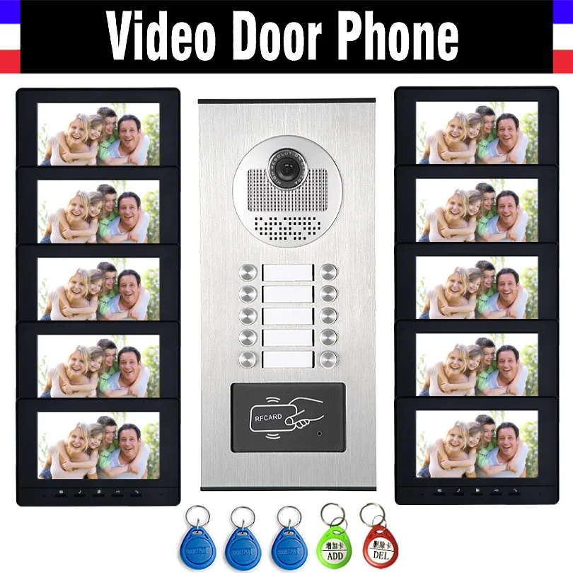 10 Units Apartment System Video Video Door Phone Kit