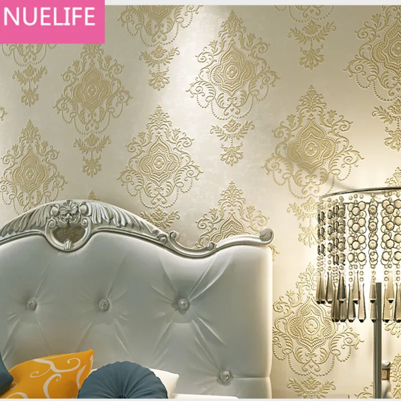 

0.53x10m Continental Pastoral Damascus Flower Pattern Non-woven Wallpaper Living Room Bedroom Living Room Background Wallpaper