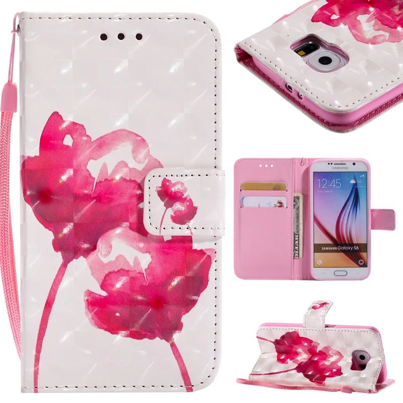 

sFor Etui Samsung Galaxy S6 Case Flip Leather Wallet Card Slot Phone Cases For Coque Samsung Galaxy S6 Cover