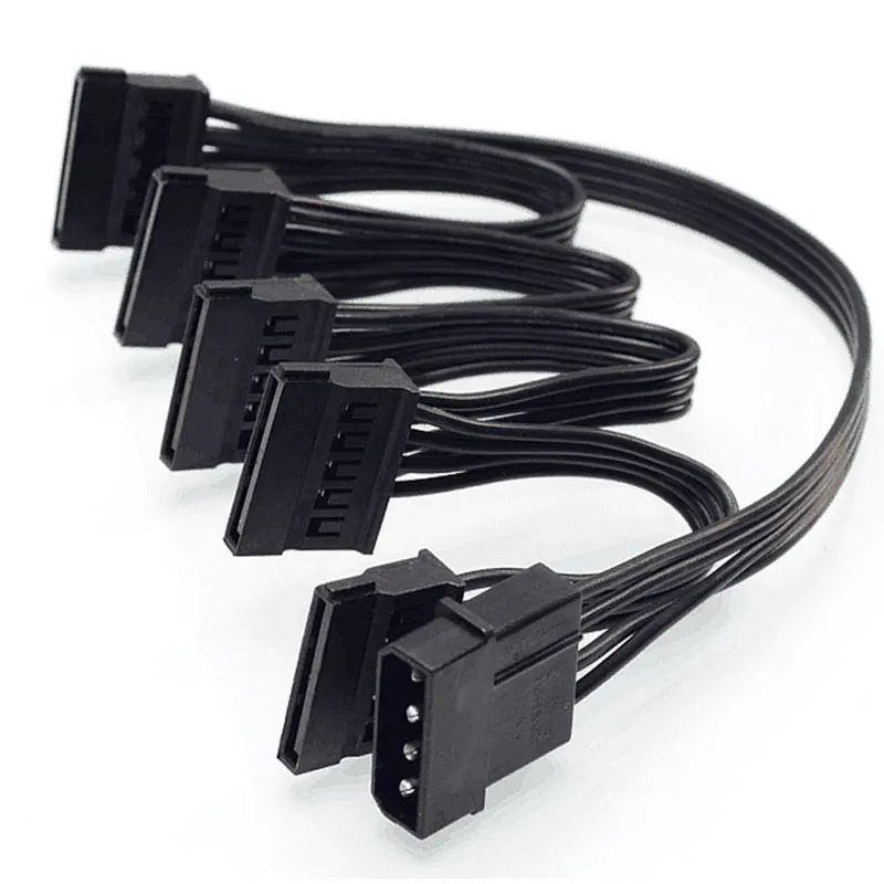 4Pin IDE Molex to 5-Port 15Pin SATA Power Cable Cord Lead 18AWG Wire For Hard Drive HDD SSD PC Server | Компьютеры и офис