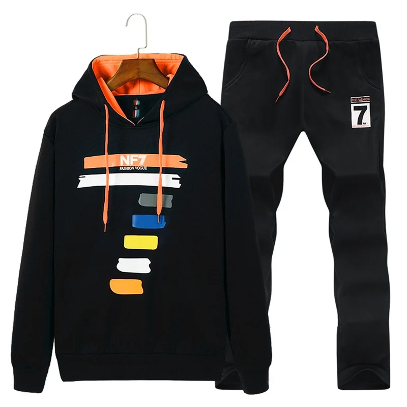 2017 brand warm sporting suit men winter cotton clothes hooded polo