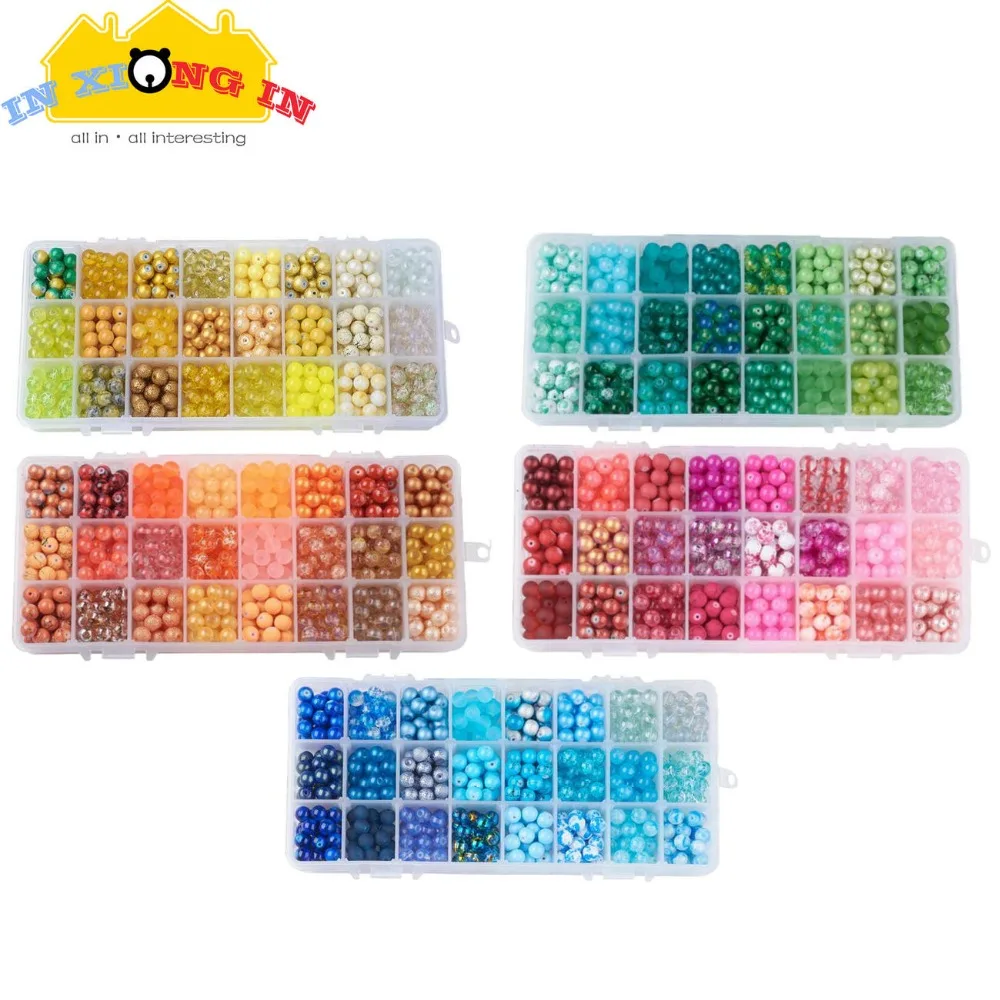 

720pcs Gradient Assorted Color Bead with Hole DIY Jewelry Decor Resin Jewelry Making Round Glass Beads Craft Accessories