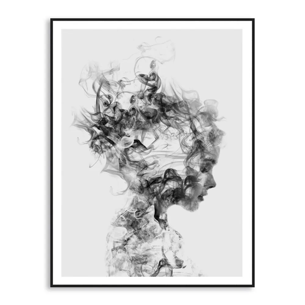 

One Frameless Canvas Paintings Abstract Black White Woman Canvas Print Art Painting Home Wall Decor Unframed 0410