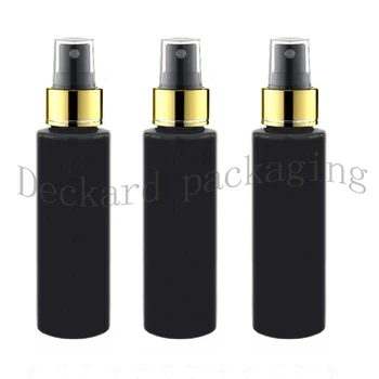 

Hot 50pcs/lot 100ml Black Plastic Perfume Bottle Refillable Cosmetic Women Makeup Water Gold Spray Container black Atomizers