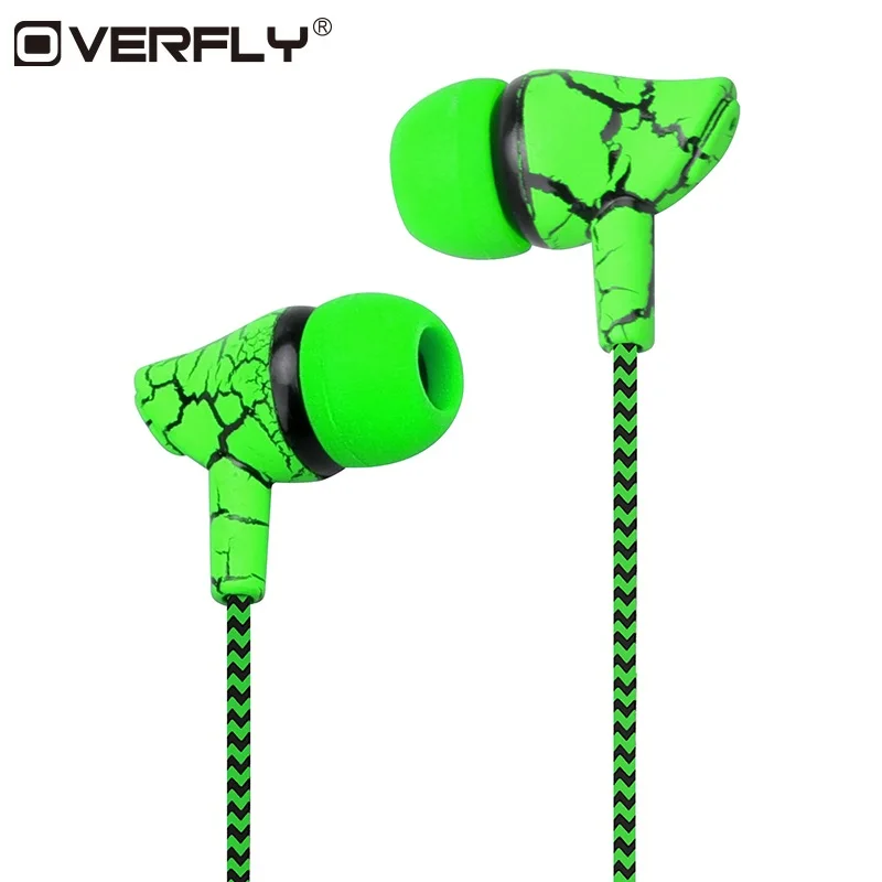 Crack Braided HeadsetS Wired Headphone with Microphone 3.5mm Wired Control Super Bass Universal for Android iPhone Xiaomi