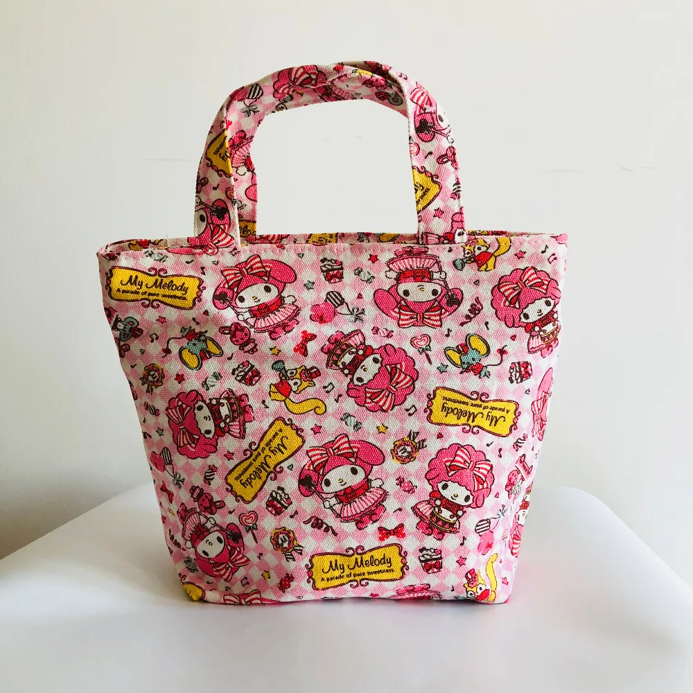 

My Melody Lunch Bag Cartoon Cute Bag Canvas Picnic Travel Storage Bag Fashion Lunch Bags for Women Girls Ladies Kids