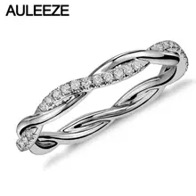Solid 14K 585 White Gold Ring For Women Lady Elegant Engagement Pave Moisssanites Lab Grown Diamond Twist Wedding Band