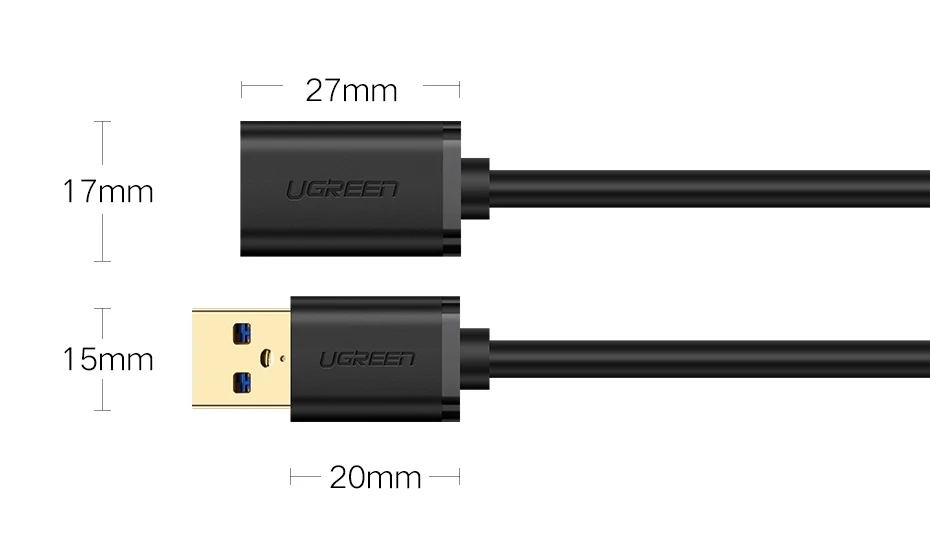 Ugreen USB-USB кабель Тип A папа-папа USB 3,0 кабель-удлинитель для радиатора жесткий диск USB 3,0 кабель-удлинитель