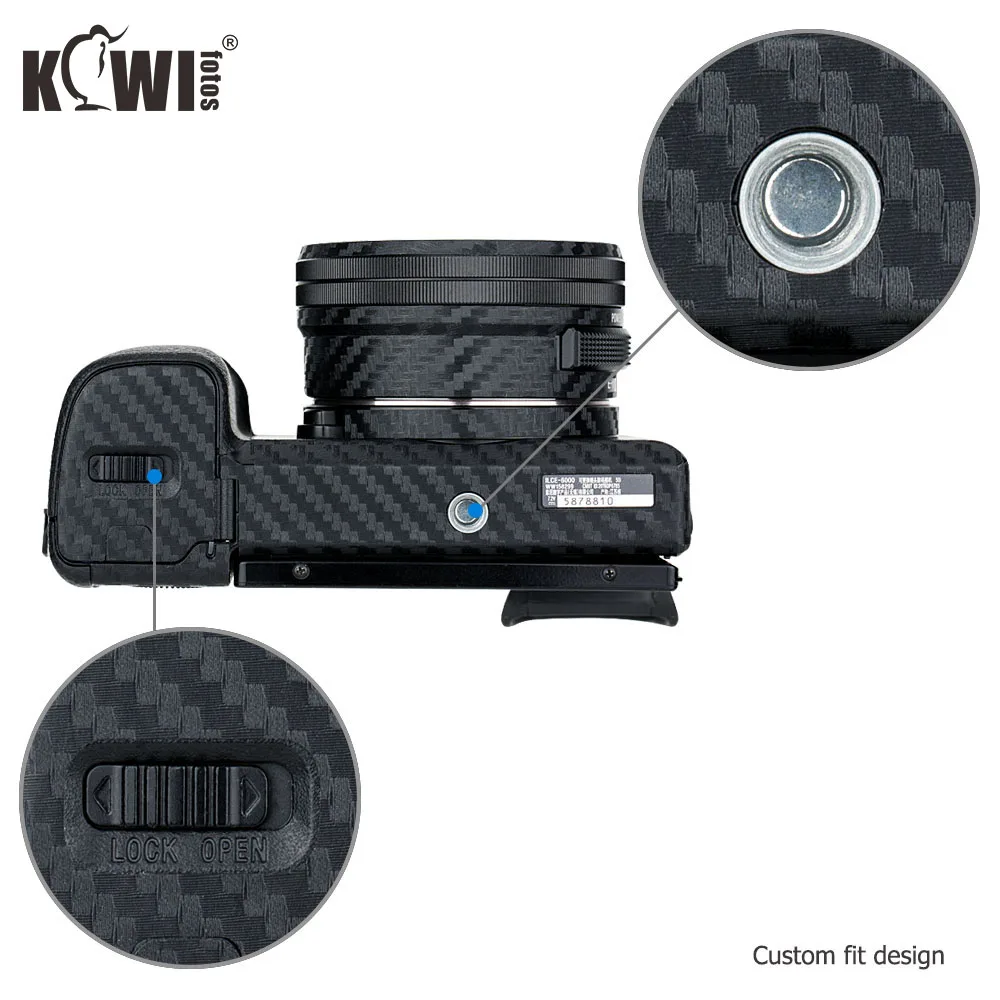 Corpo della fotocamera KIWI 3M adesivo PELLE film Copertura Protettore Fr Sony A6000+16-50mm Lens