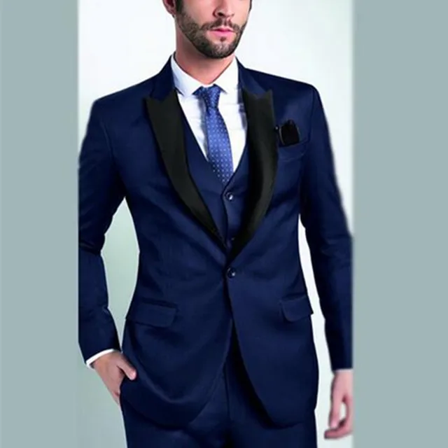 Nuevo diseño guapo solo pecho solapa negro Esmoquin