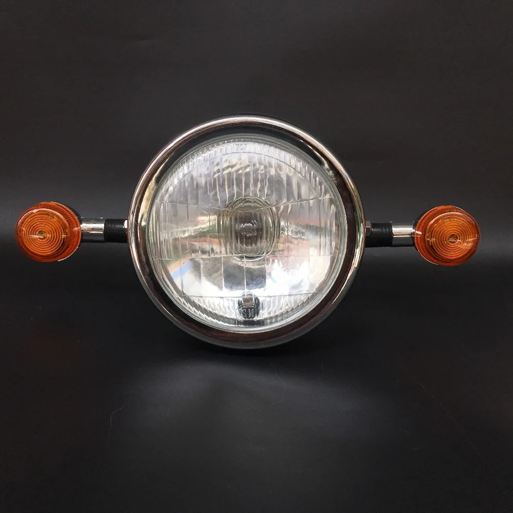 

Retro Headlight w/ Turn Signals Fork Mount Bracket GN GN 125 Cafe Racer Bobber