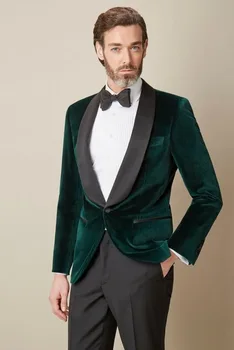 

Men's Green Jacket Black Lapel Suit Wedding Men's New Lang Green Jacket Custom Wedding New Langyi Best Men's Welcome Suit