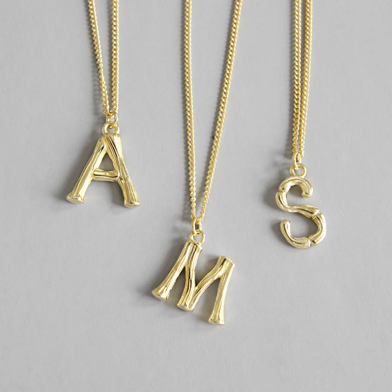 F.I.N.S 925 пробы Серебряное ожерелье с подвеской в виде алфавита, штабелируемое золотое ожерелье с неровными буквами, 925 серебряное ювелирное изделие в Корейском стиле