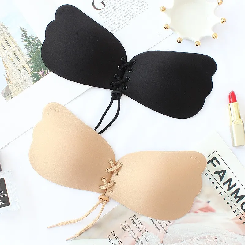 Deruilady Seamless Wireless Adhesive Stick Bra Strapless Push Up Bras 