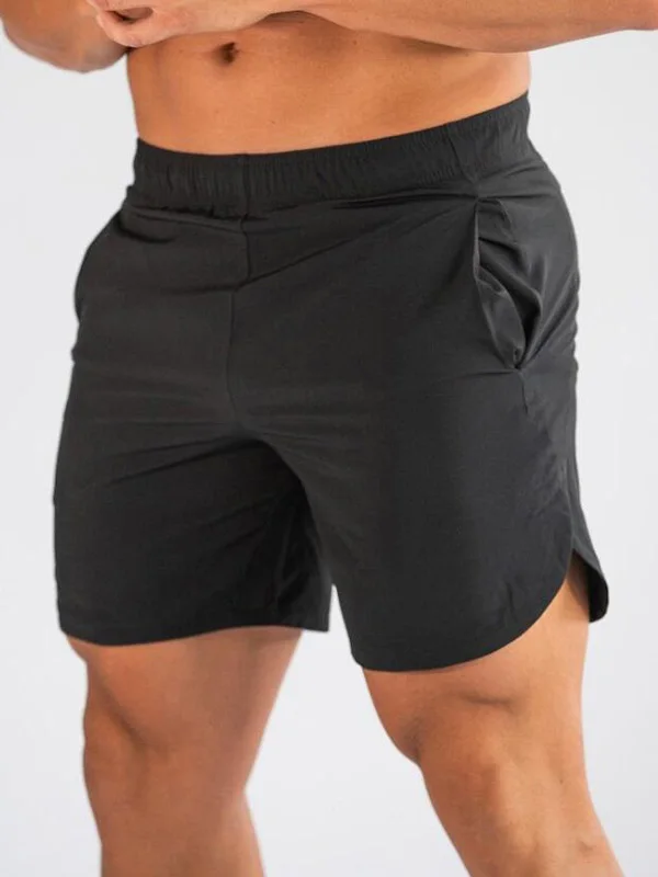 Бренд мужские повседневные летние шорты Простые спортивные брюки мужские фитнес, бодибилдинг, тренировка Мужская мода slim fit тренажерные залы короткие штаны - Цвет: Черный